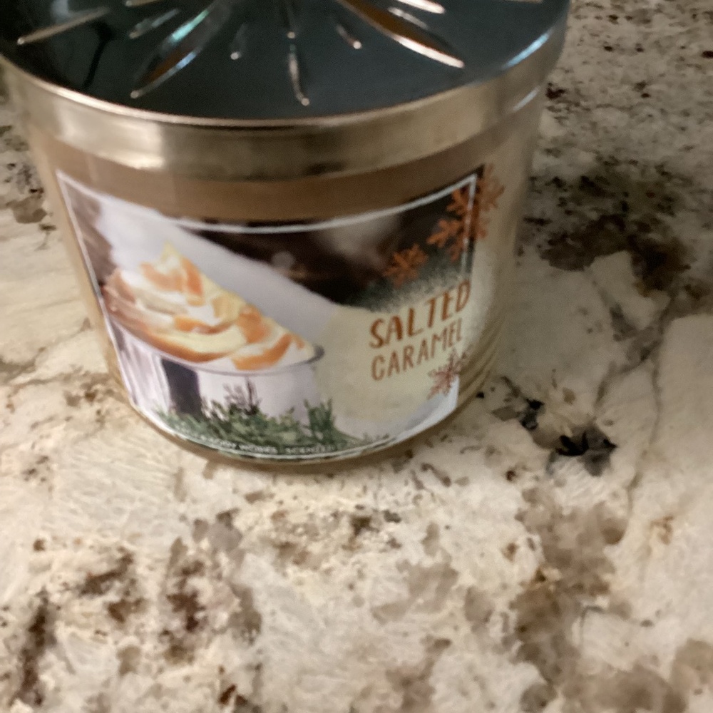 Bath & Body Works Salted Caramel Candle 3 Wick 14.5 oz New